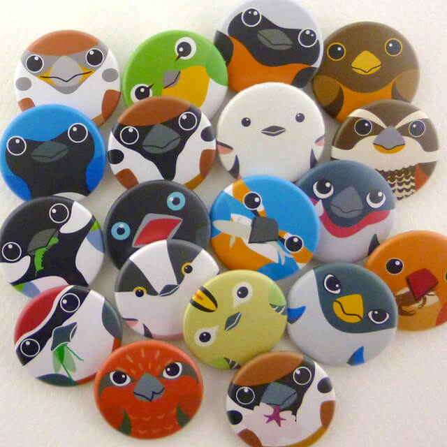 野鳥の缶バッジ
