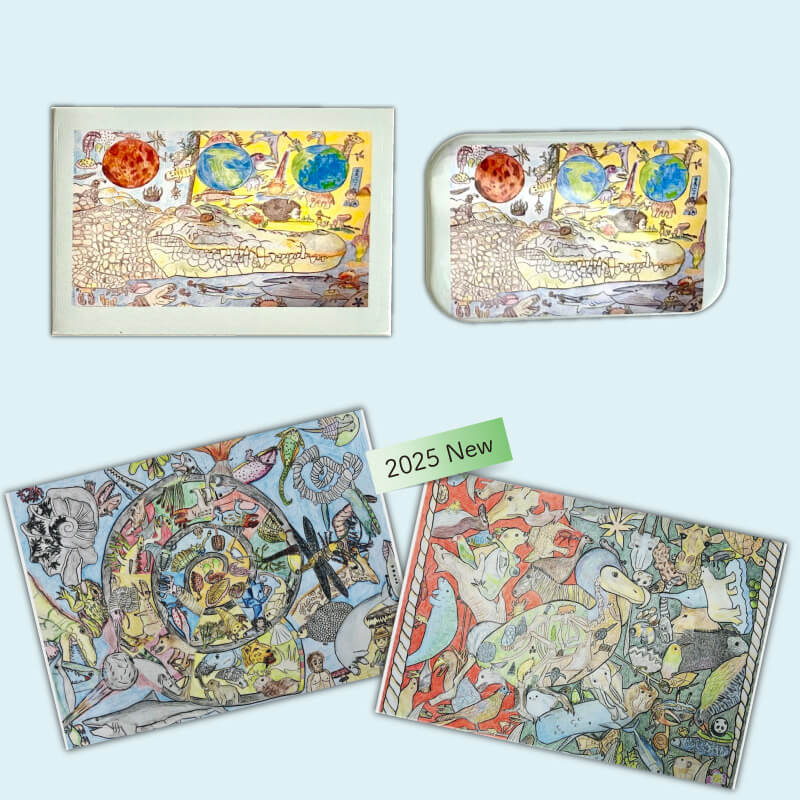 進化イラスト バッジ シール ポストカード